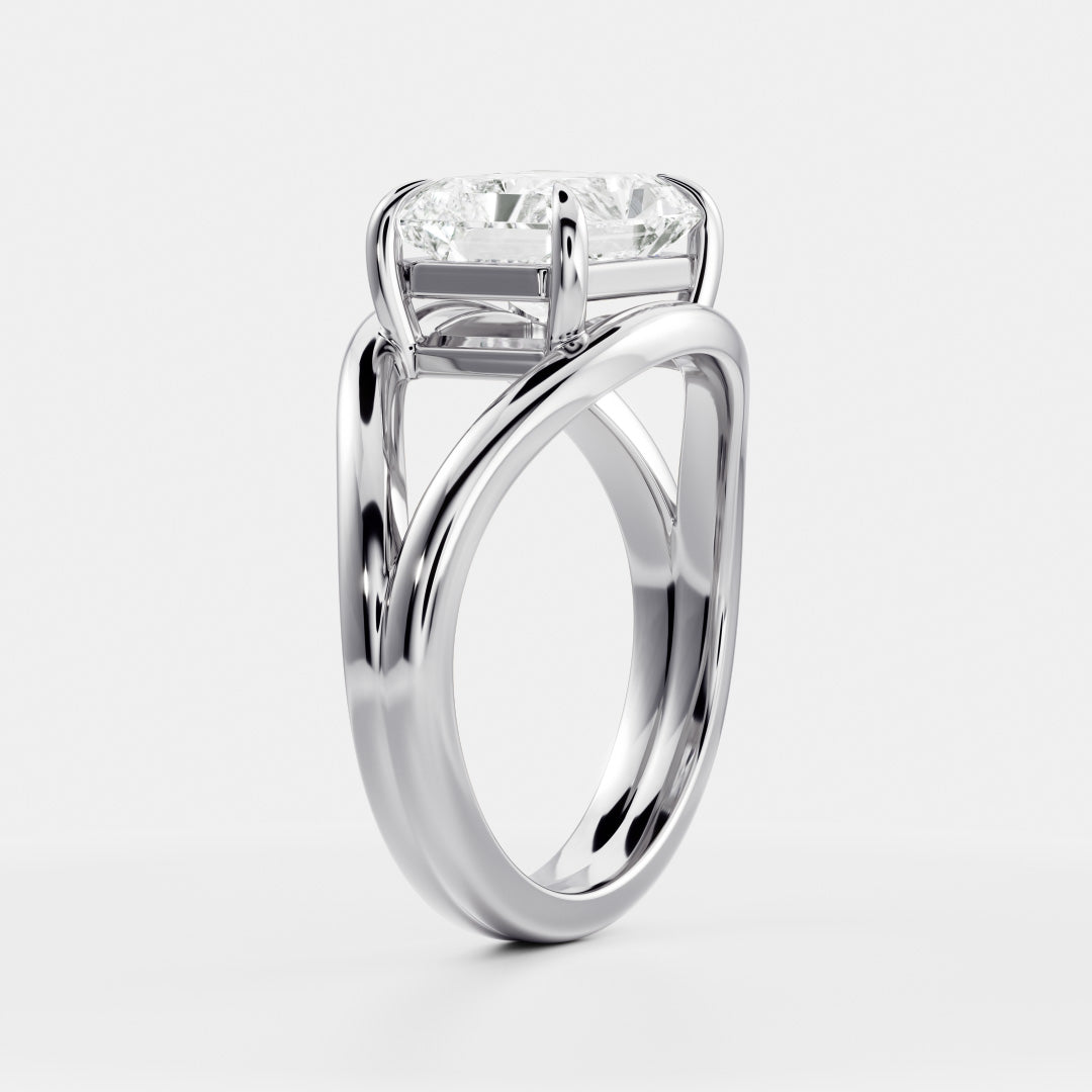 The Aleasa Ring - Split Shank East-West Radiant Solitaire