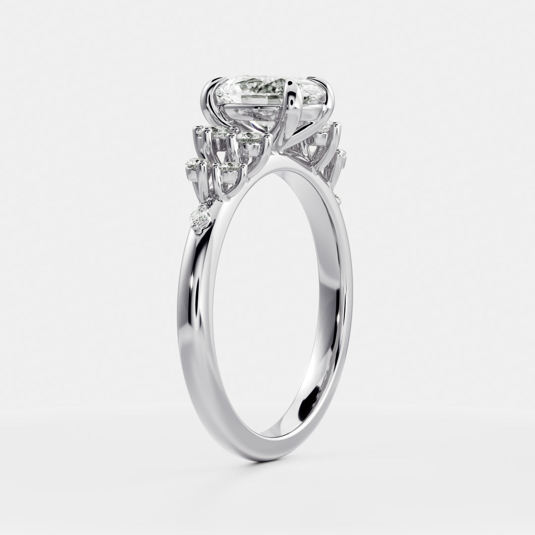 The Aurora Ring - Oval with Round Brilliant Accents
