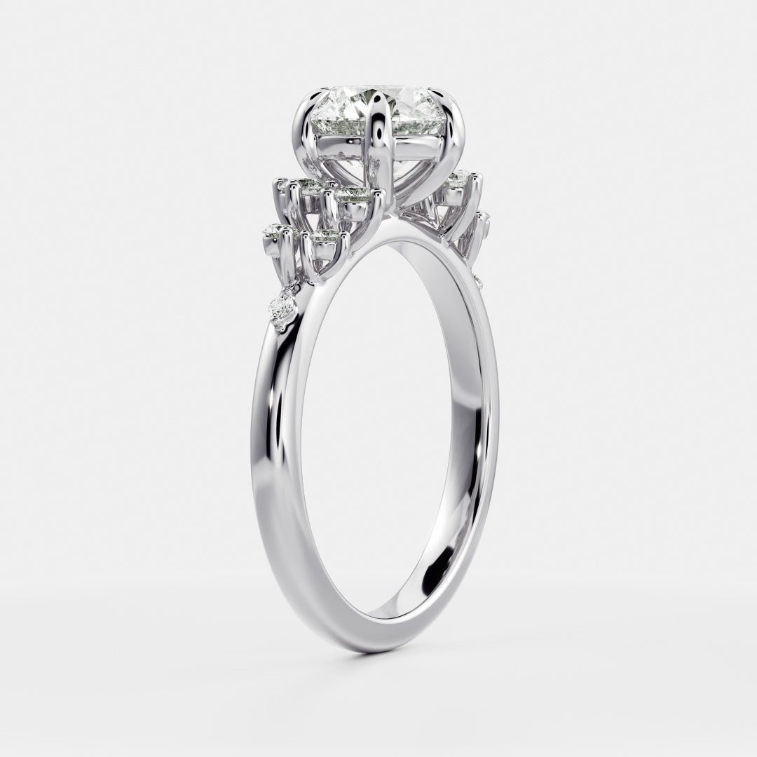 The Aurora Ring - Round with Round Brilliant Accents