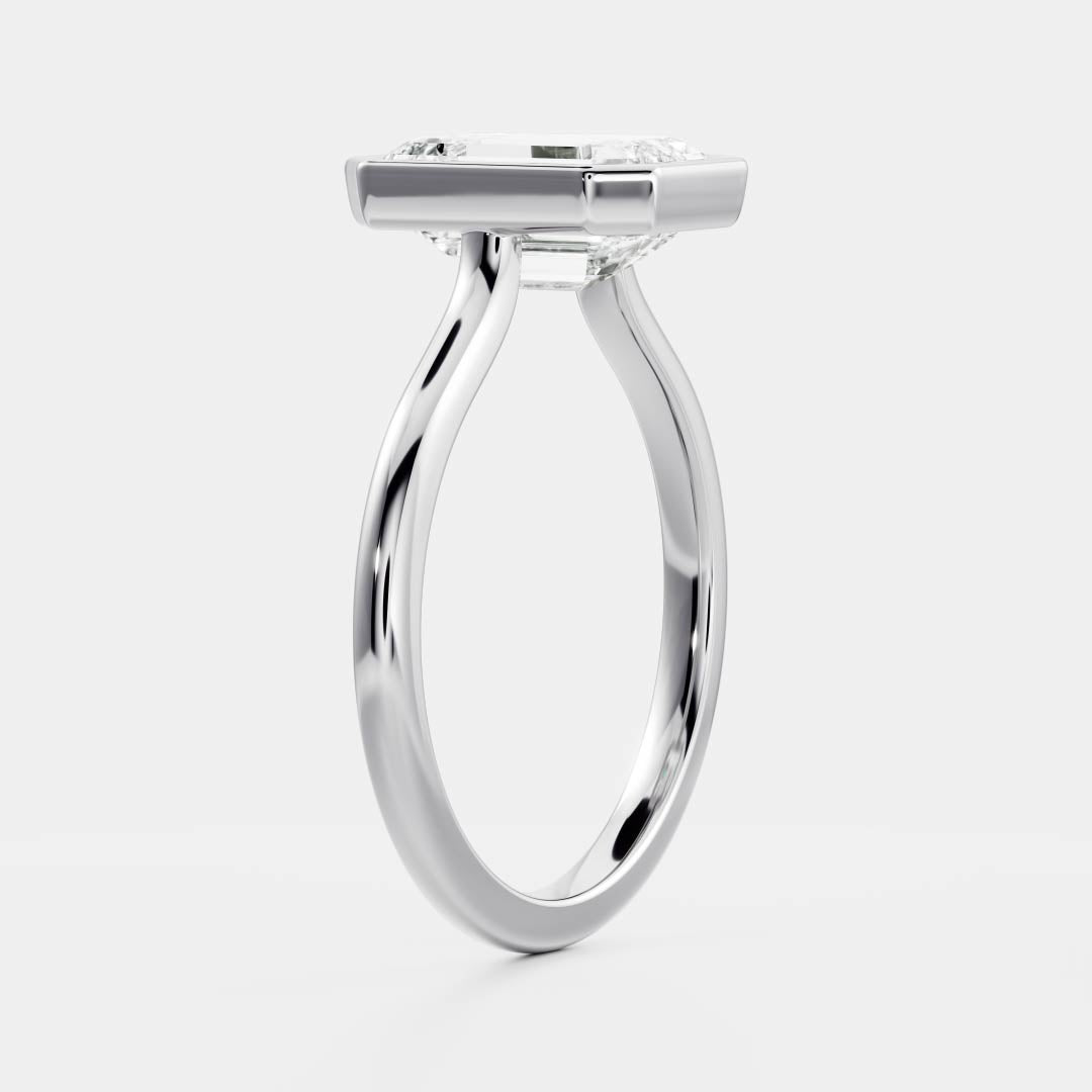 The Audrey Ring - Emerald Bezel Solitaire