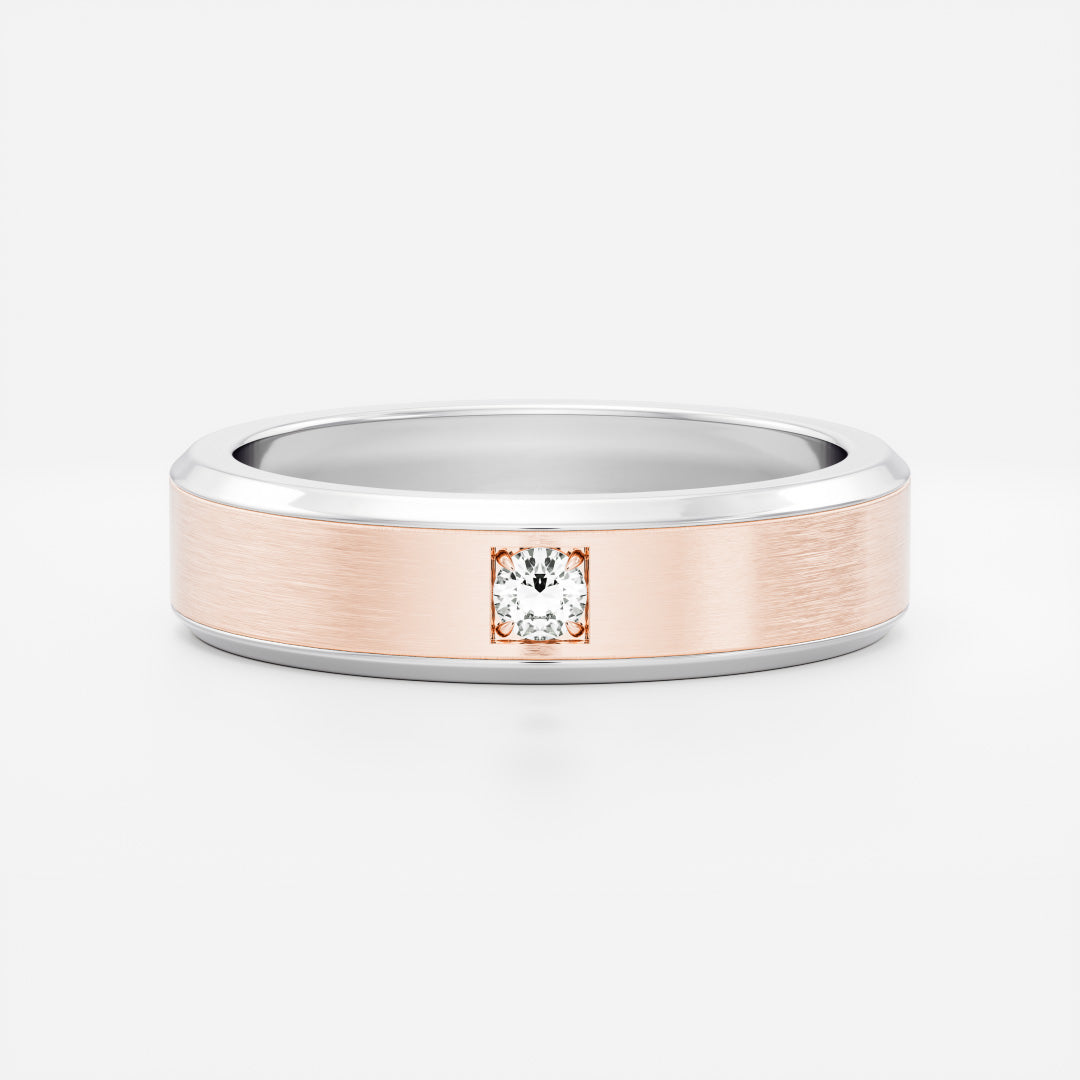 The Adonis Ring - Round Brilliant Inlay Brushed Men's Ceremonial Band