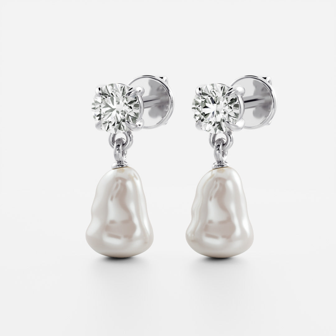 The Angelina Earrings - Keshi Pearl Round Drop Earrings