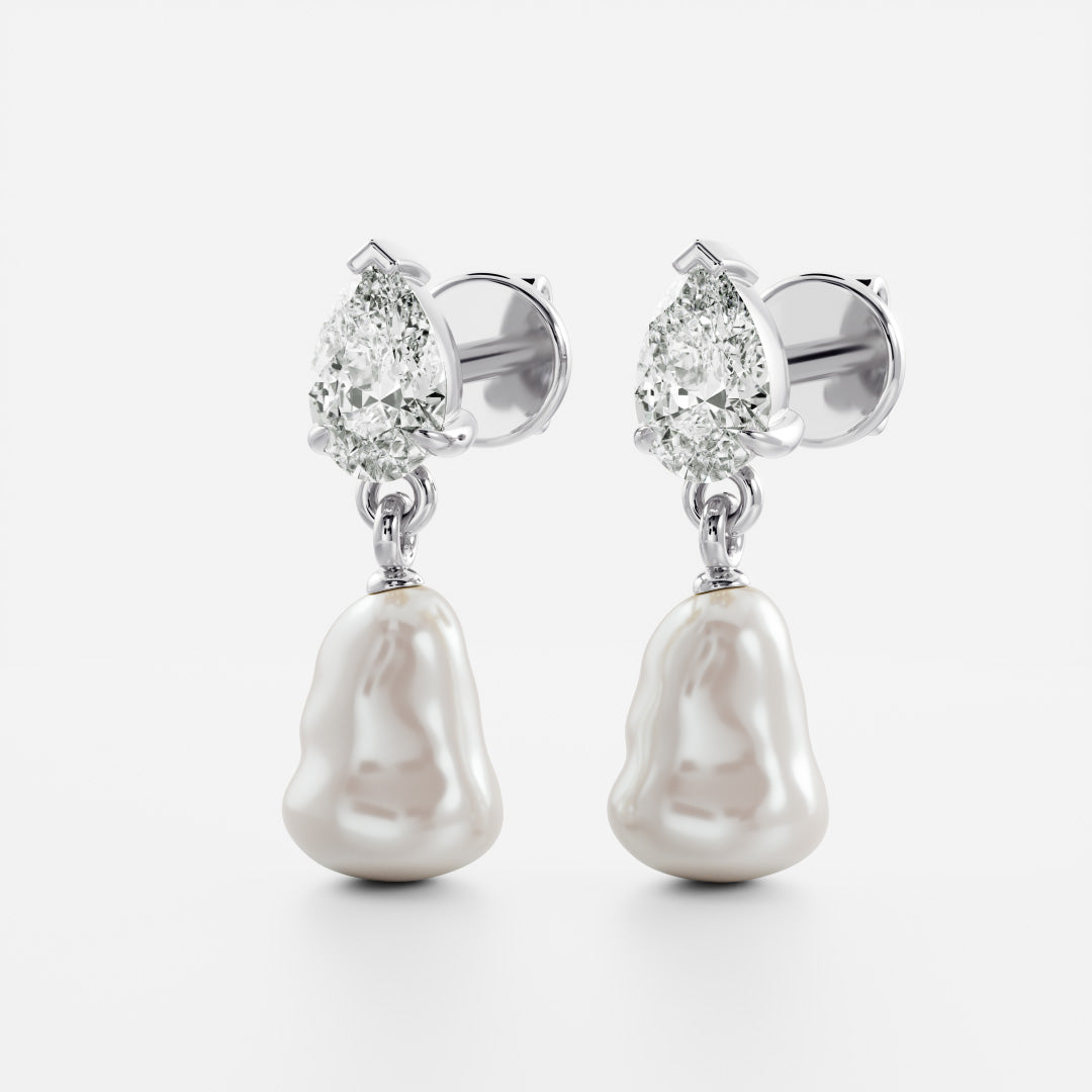 The Angelina Earrings - Keshi Pearl Pear Drop Earrings