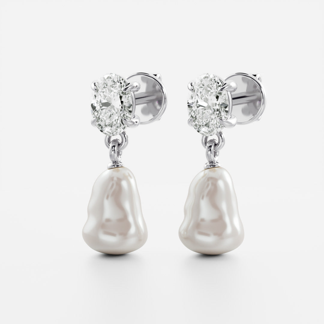 The Angelina Earrings - Keshi Pearl Oval Drop Earrings