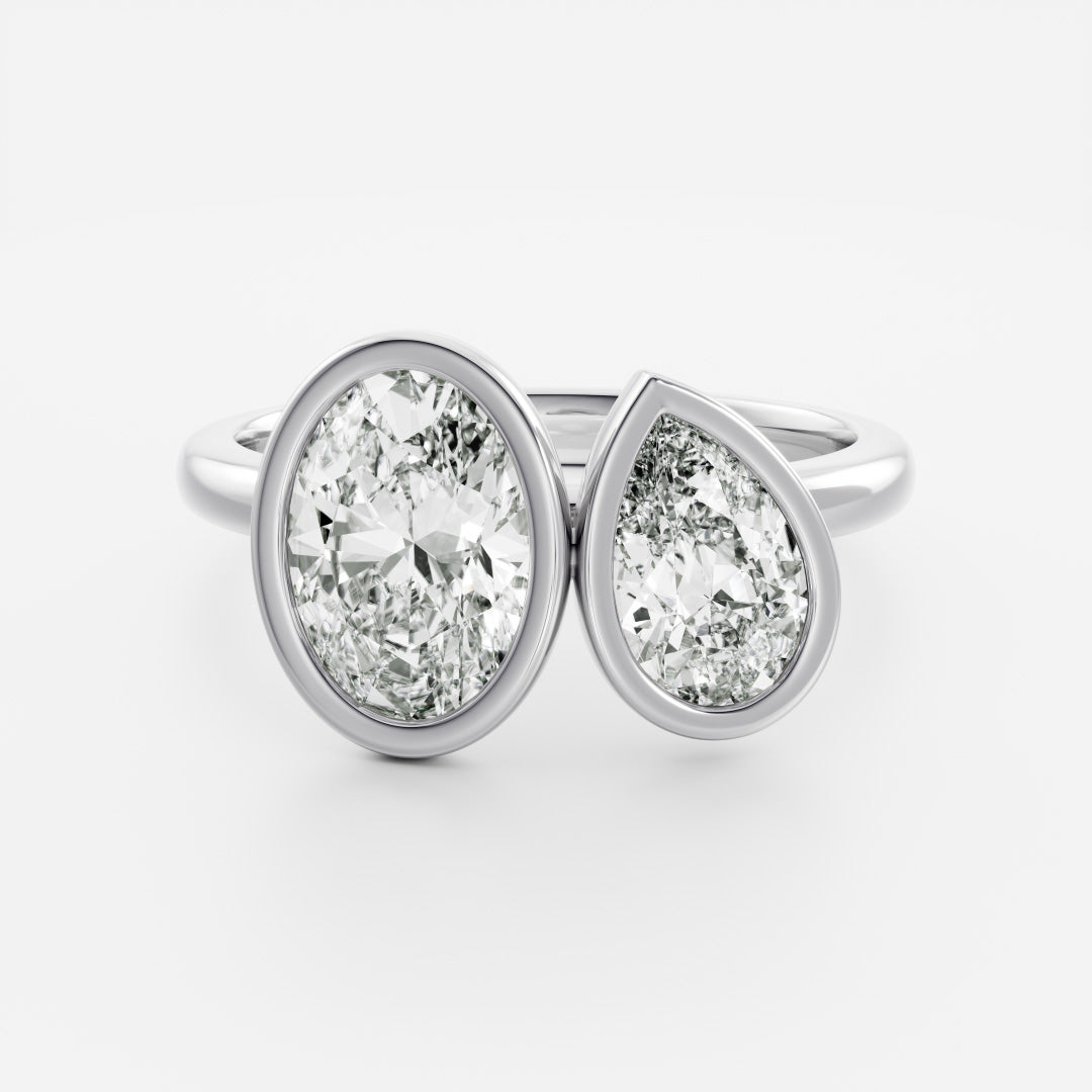 The Zélie Ring - Oval and Pear Bezel Toi et Moi