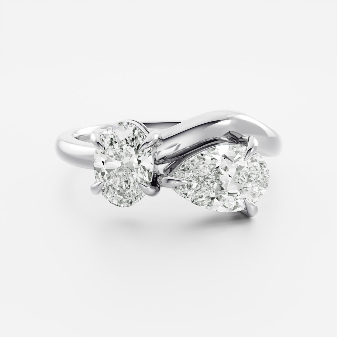 The Vivienne Ring - Oval and Pear Curved Toi et Moi