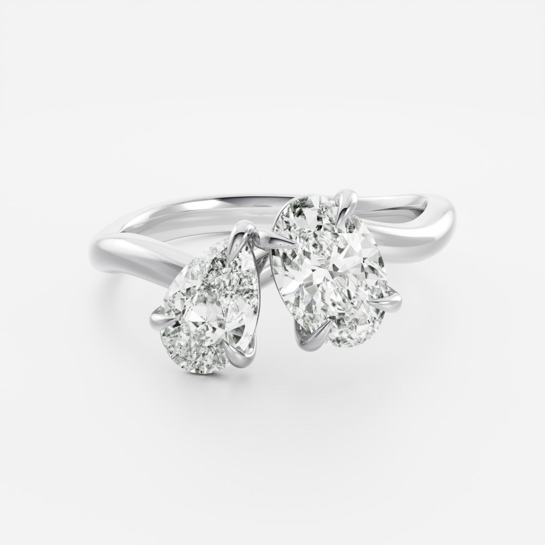 The Nadine Ring - Pear and Oval Organic Curved Toi et Moi