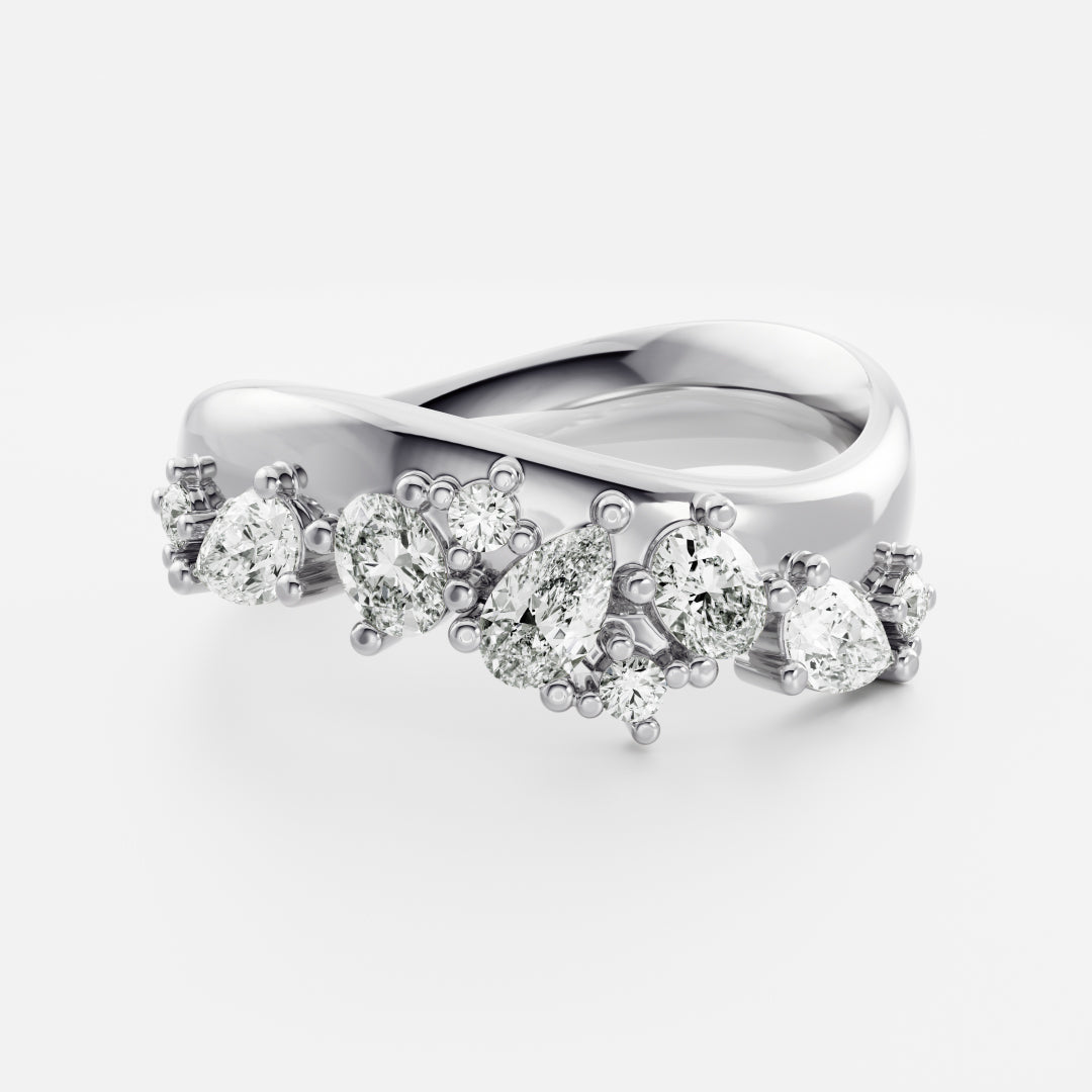 The Nalaya Ring - Scattered Pear and Round Contour Ceremonial Ring