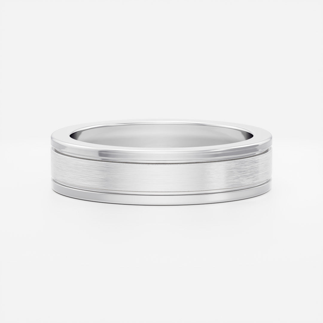 The Hugo Ring - Brushed Dual Grooved Men's Ceremonial Band