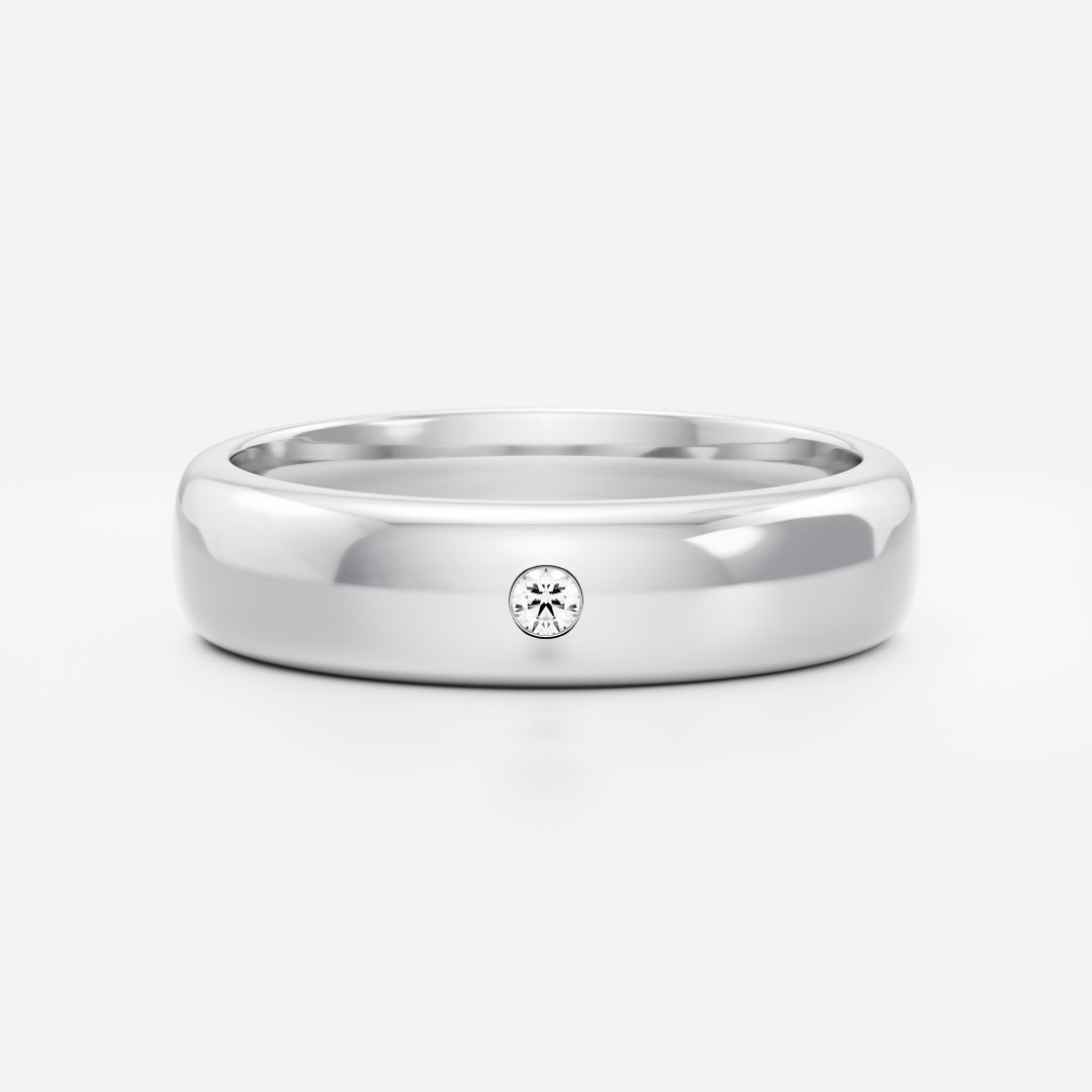 The Alexander Ring -  Round Brilliant Inlay Comfort Fit Men's Ceremonial Band