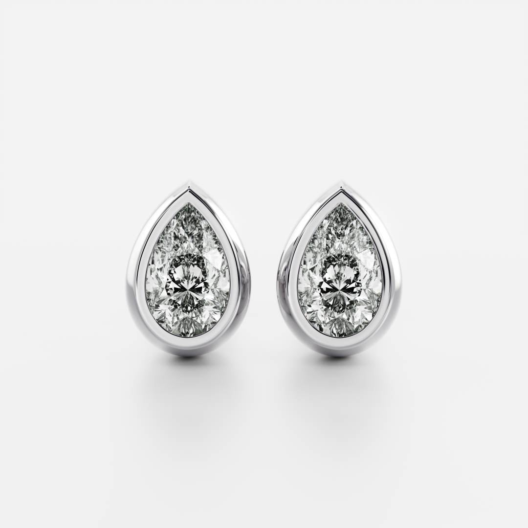 The Vera Earrings - Pear Bezel Studs