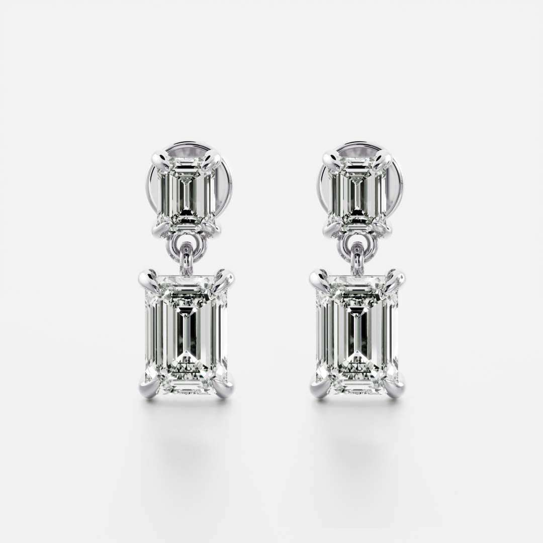 The Arietta Earrings - Emerald Double Drop Earrings