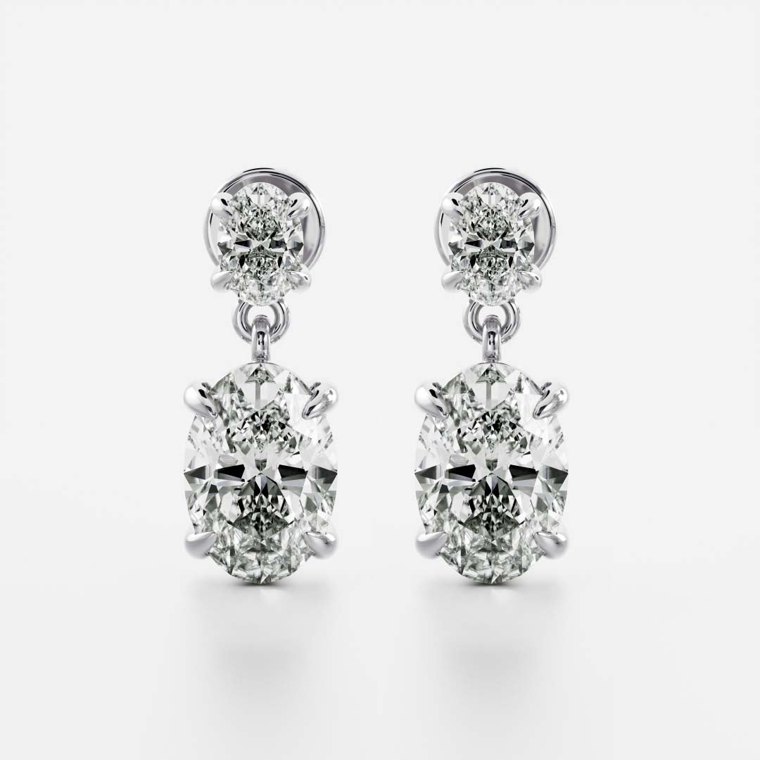 The Arietta Earrings - Oval Double Drop Earrings