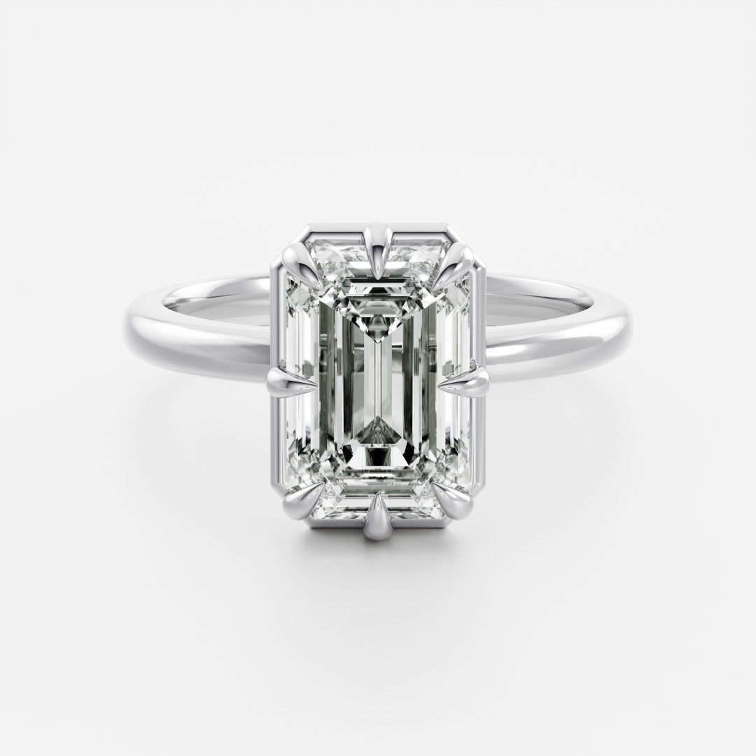 The Audrey Ring - Emerald Georgian Solitaire