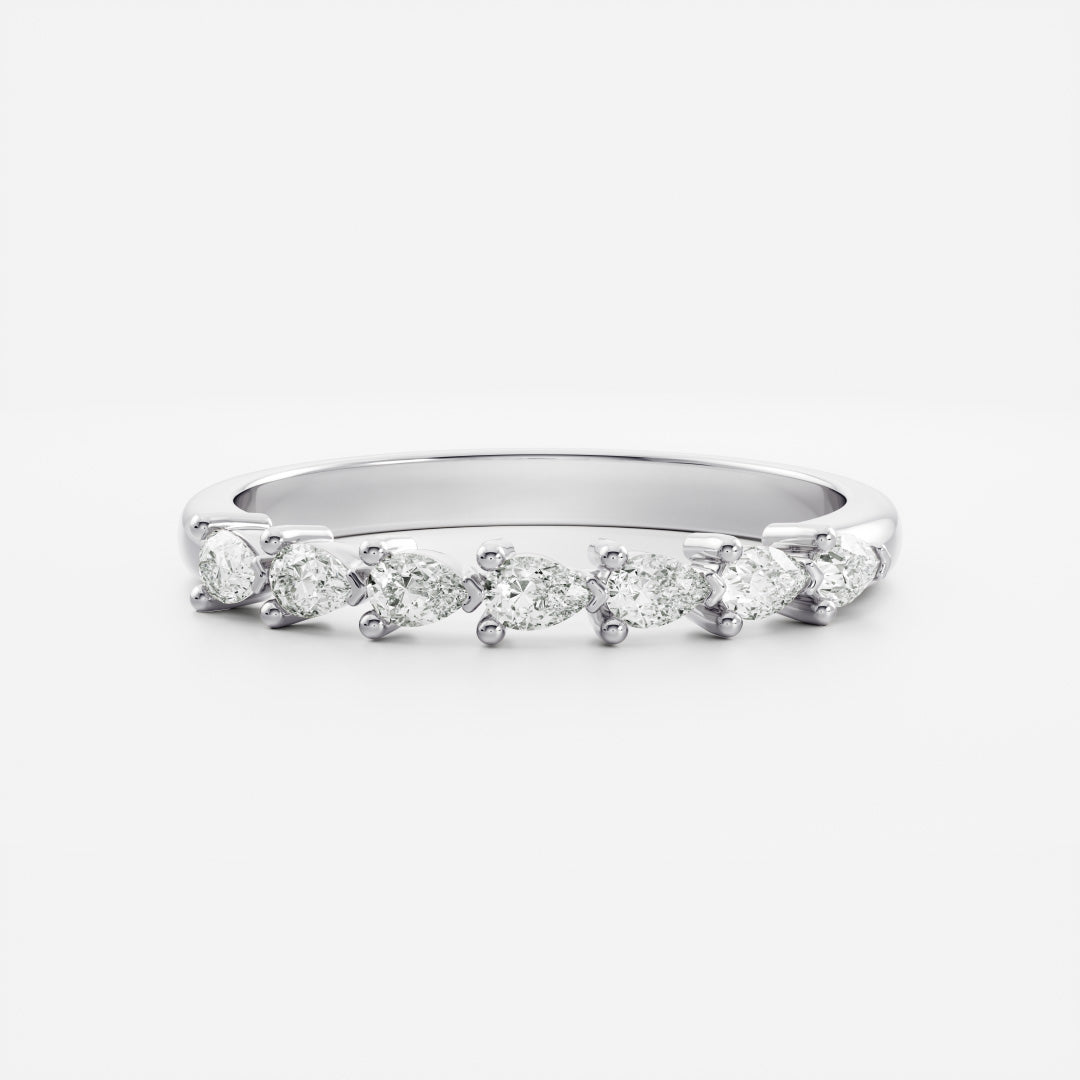 The Lucie Ring - Horizontal Pear Wedding Band