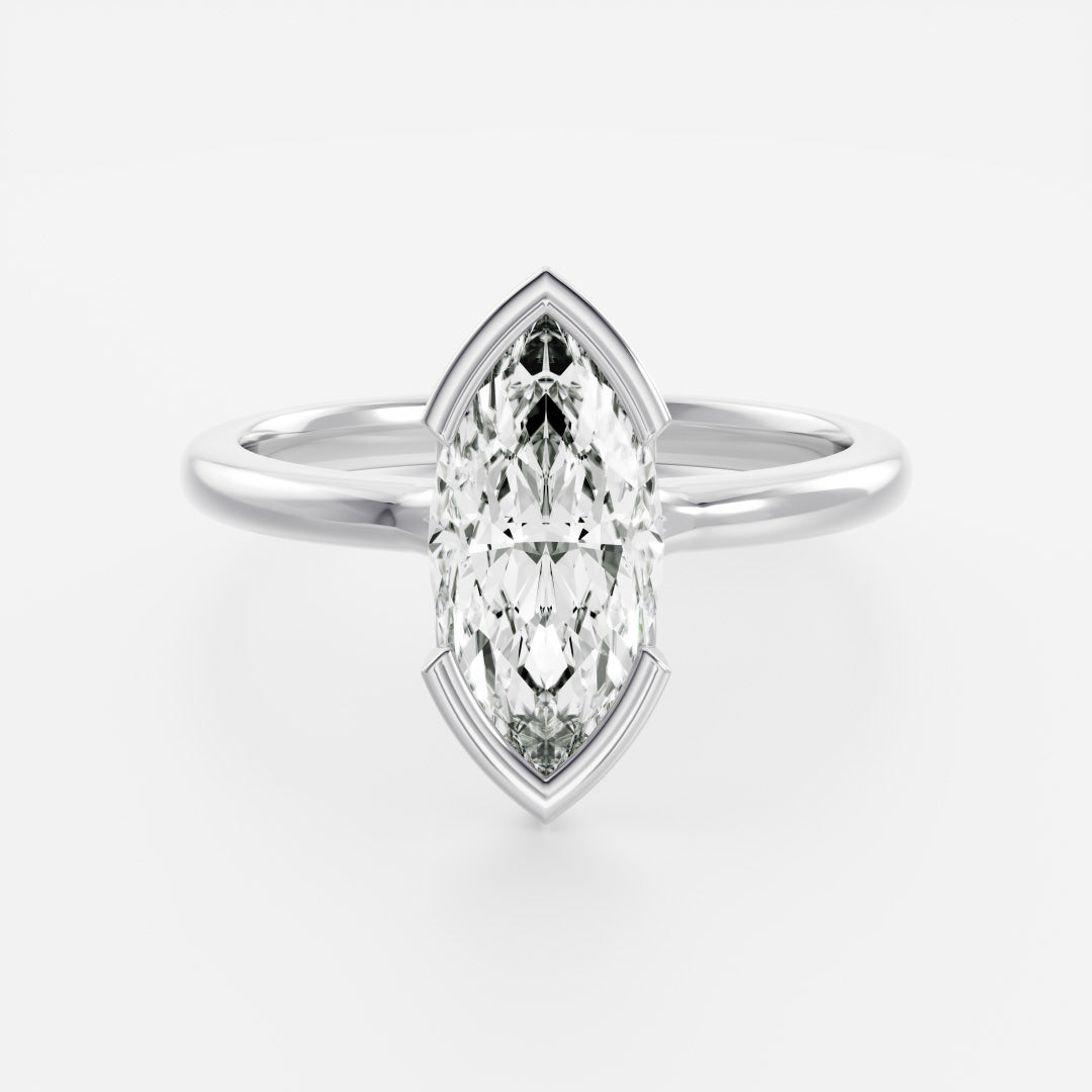 The Arie Ring - Marquise Half Bezel Solitaire