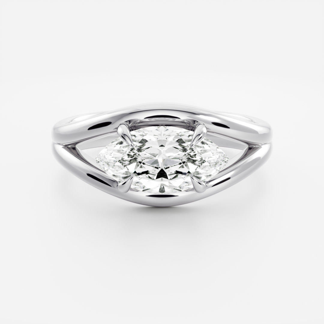The Aleasa Ring - 1.83ct Lab Diamond Split Shank East-West Marquise Solitaire