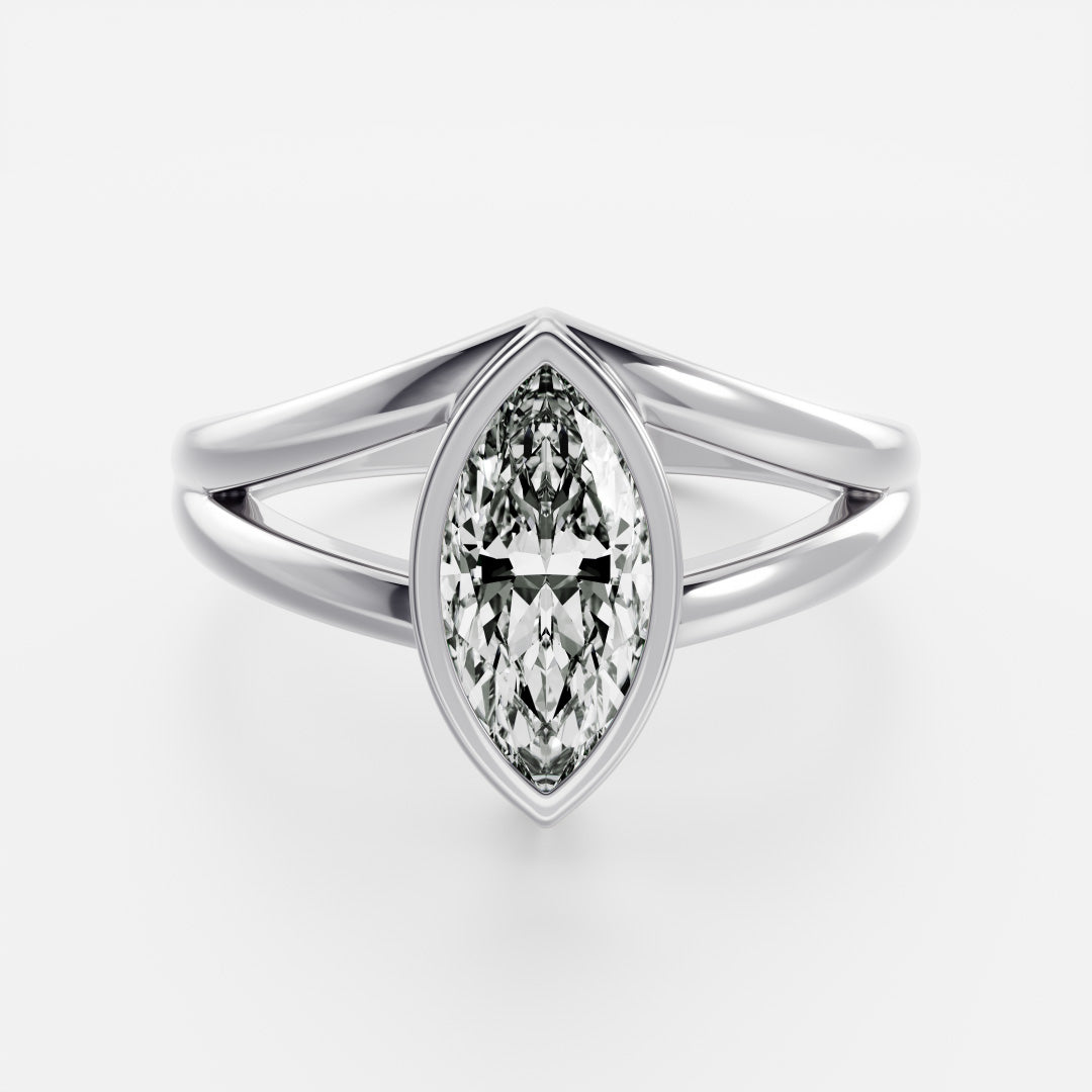 The Jean Ring - Marquise Bezel Split Band Solitaire