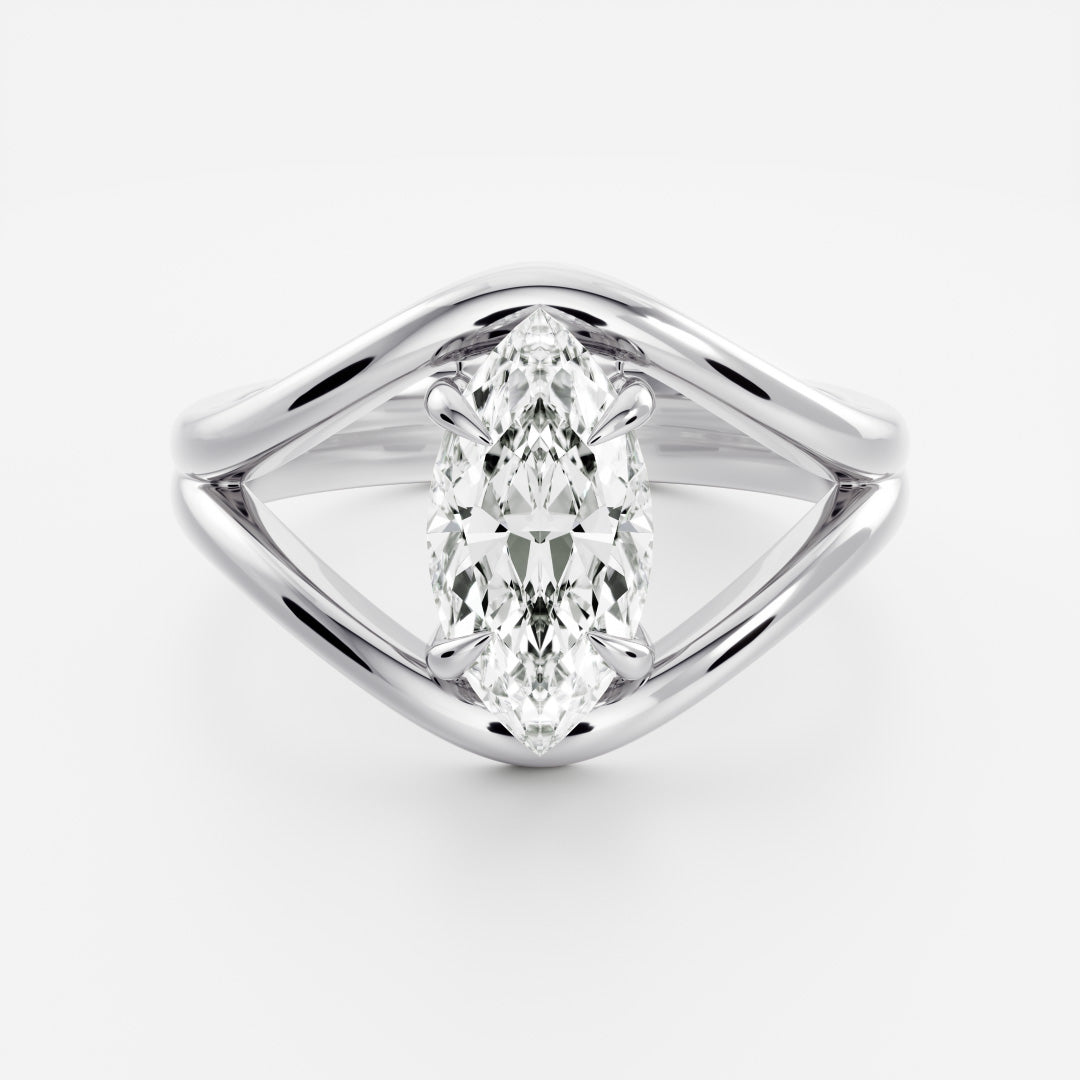 The Elise Ring - Split Shank Marquise Solitaire