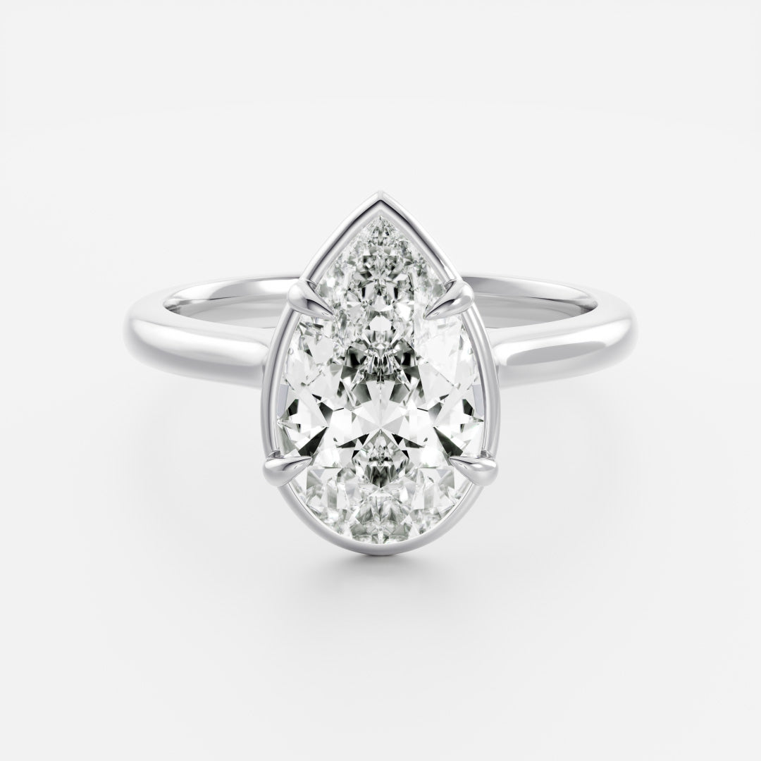The Sophia Ring - Pear Cathedral Georgian Solitaire