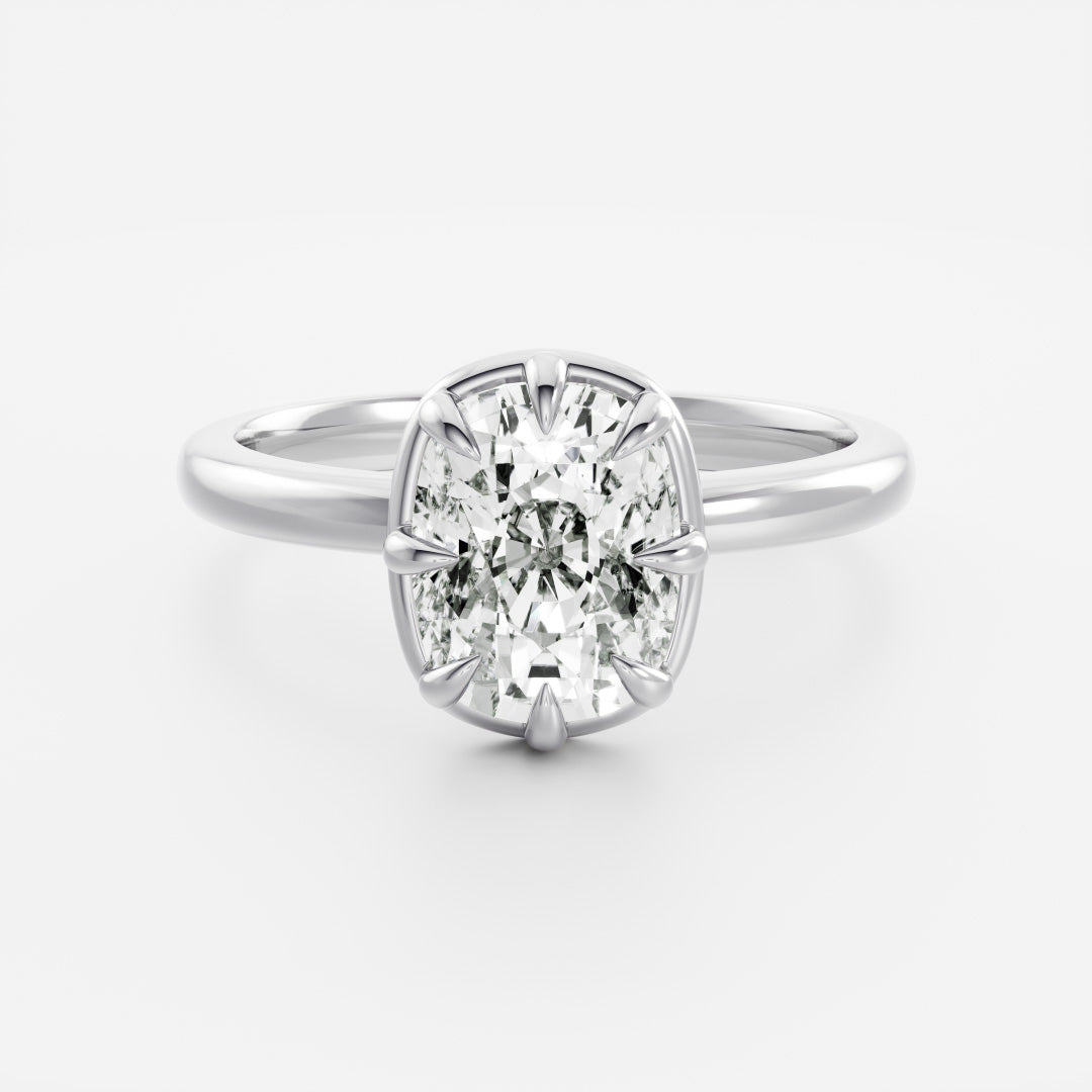The Ophelia Ring - Elongated Cushion Georgian Solitaire