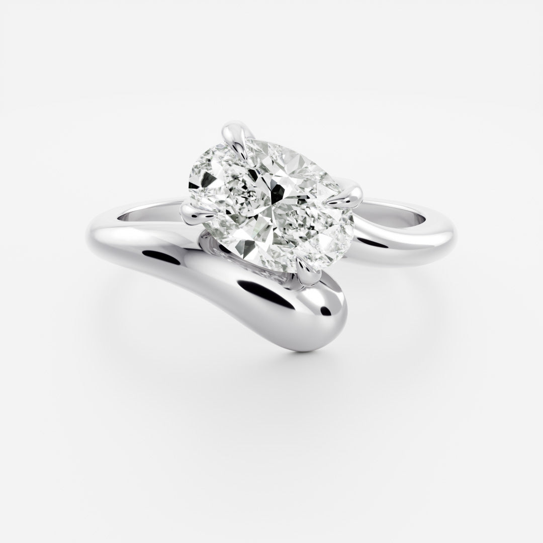 The Sarina Ring - Floating Oval Solitaire with Twisted Band