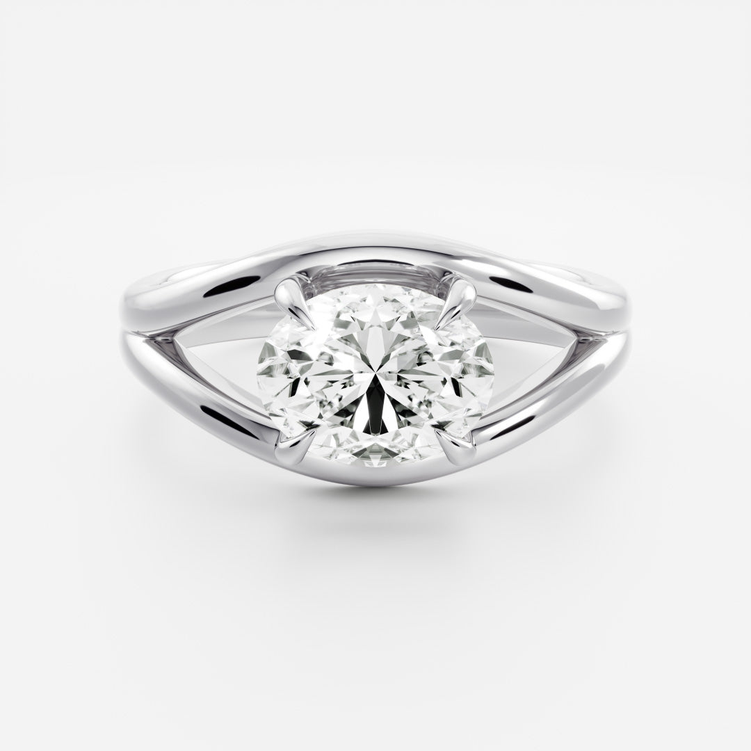 The Aleasa Ring - Split Shank East-West Oval Solitaire