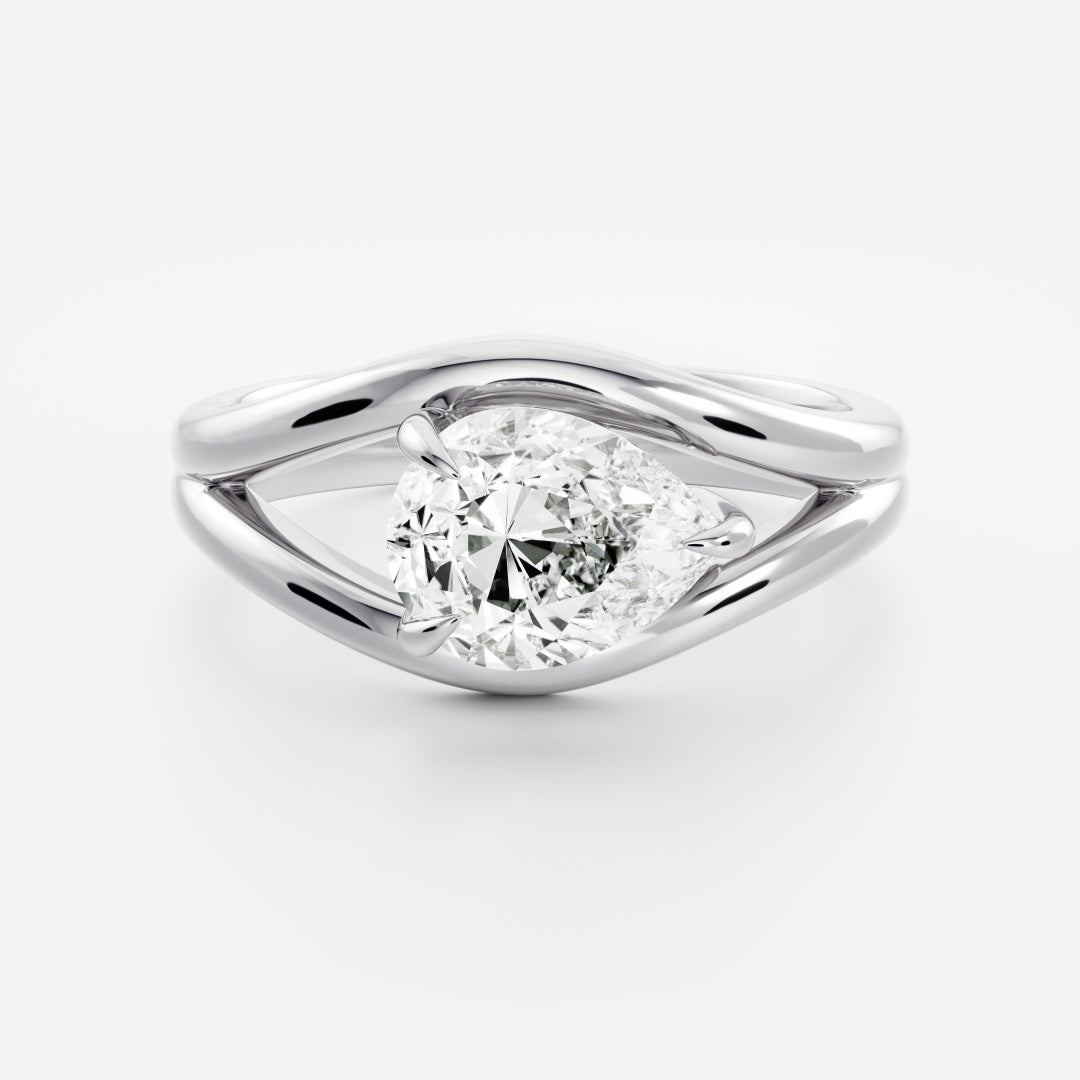 The Aleasa Ring - Split Shank East-West Pear Solitaire