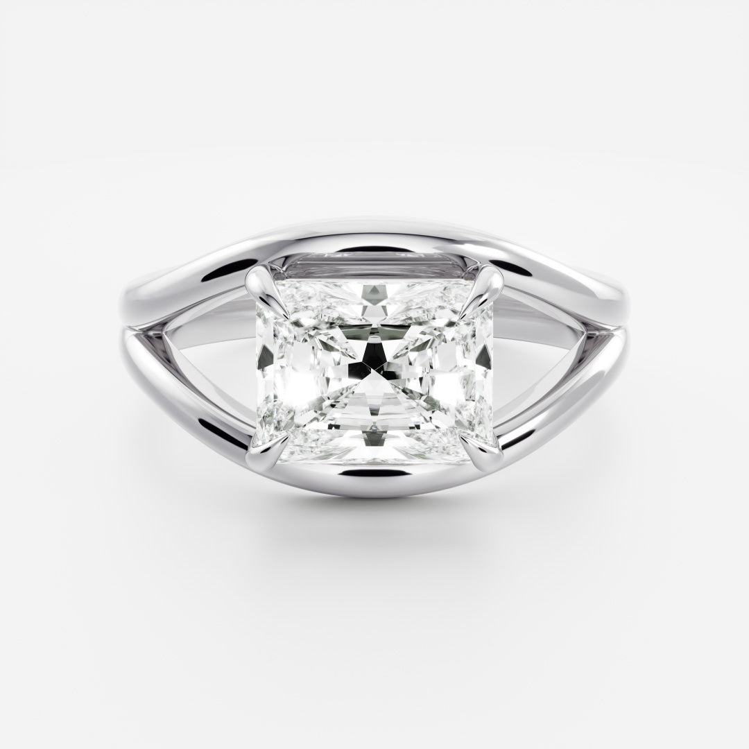 The Aleasa Ring - Split Shank East-West Radiant Solitaire