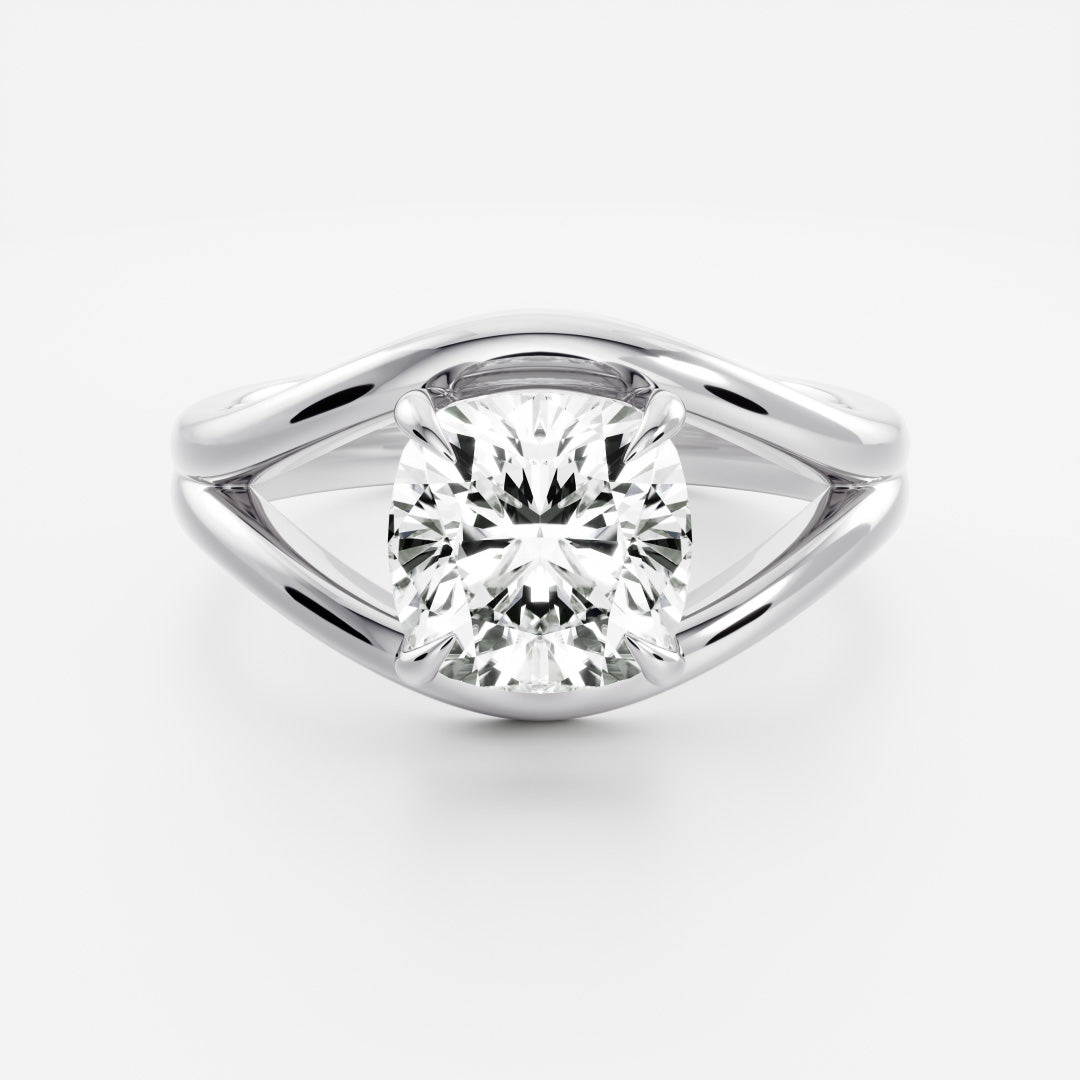 The Elise Ring - Split Shank Cushion Solitaire