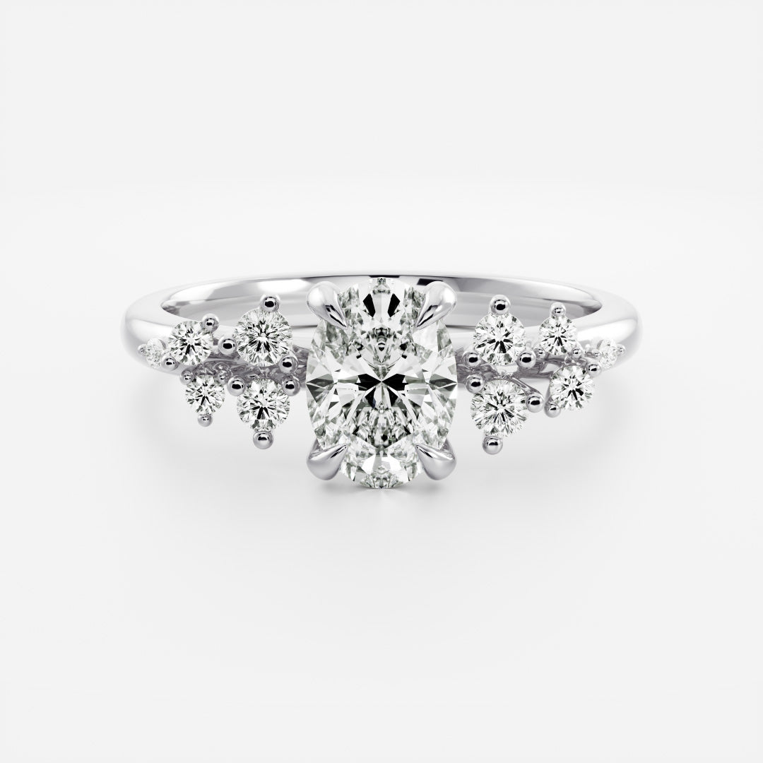 The Aurora Ring - Oval with Round Brilliant Accents