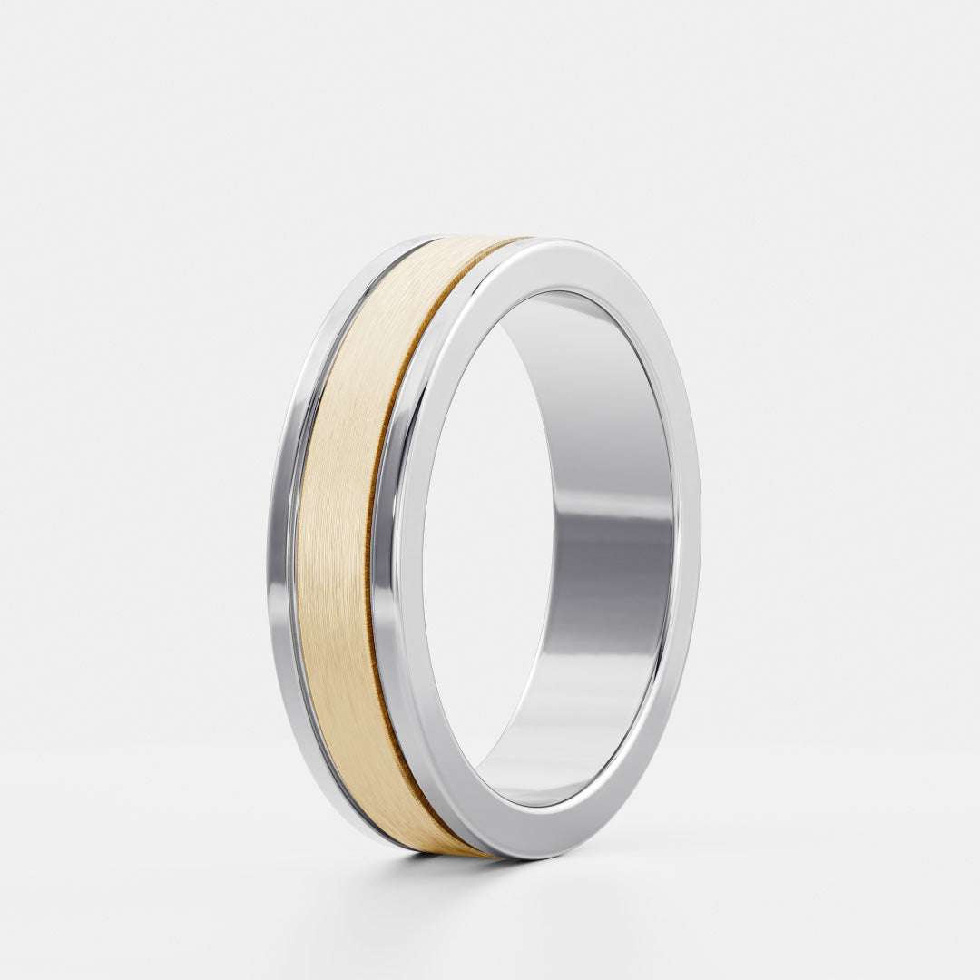 The Hugo Ring - Brushed Dual Grooved Men's Ceremonial Band