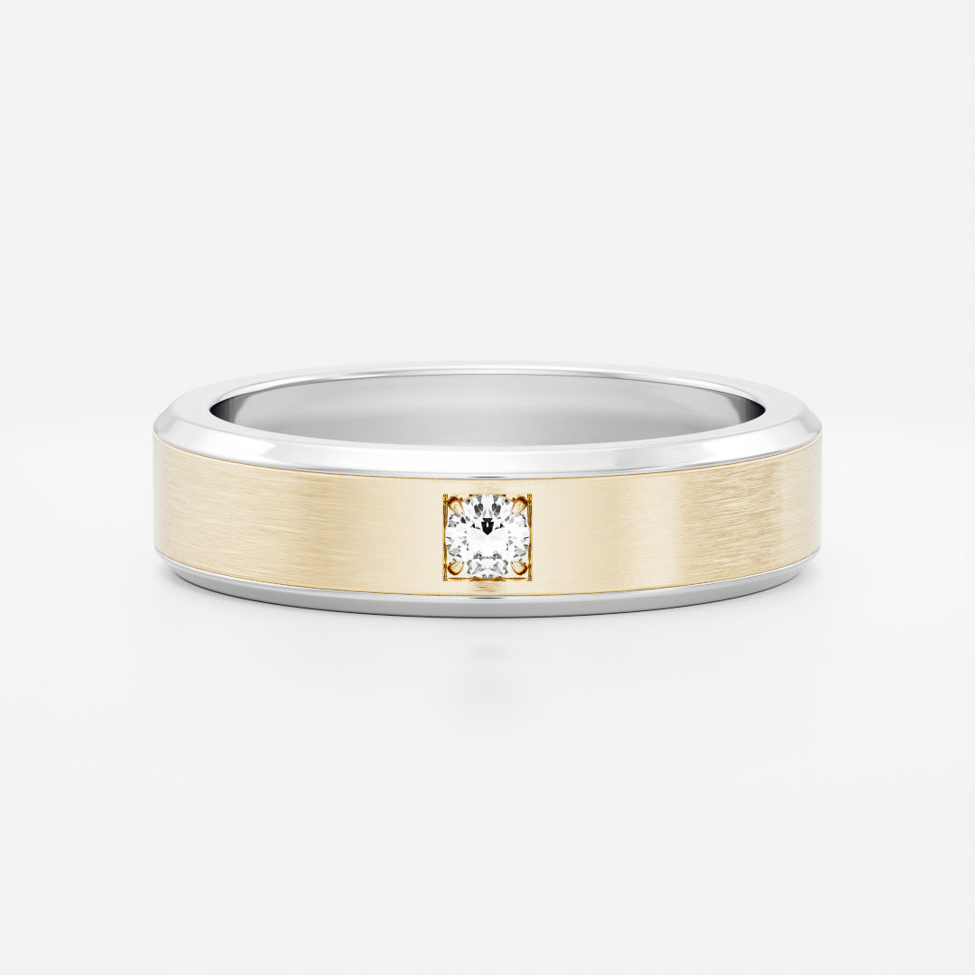 The Adonis Ring - Round Brilliant Inlay Brushed Men's Ceremonial Band