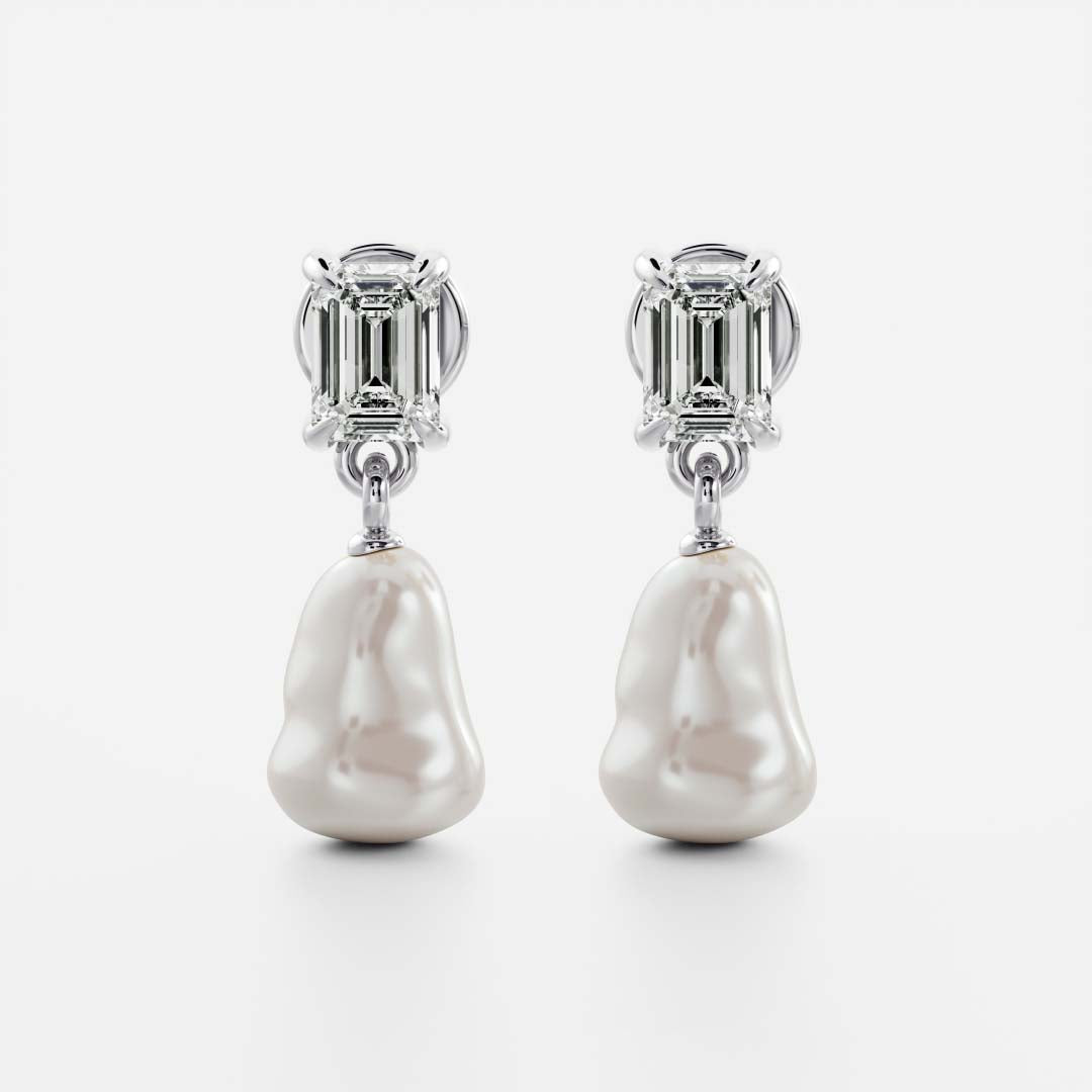 The Angelina Earrings - Keshi Pearl Emerald Drop Earrings