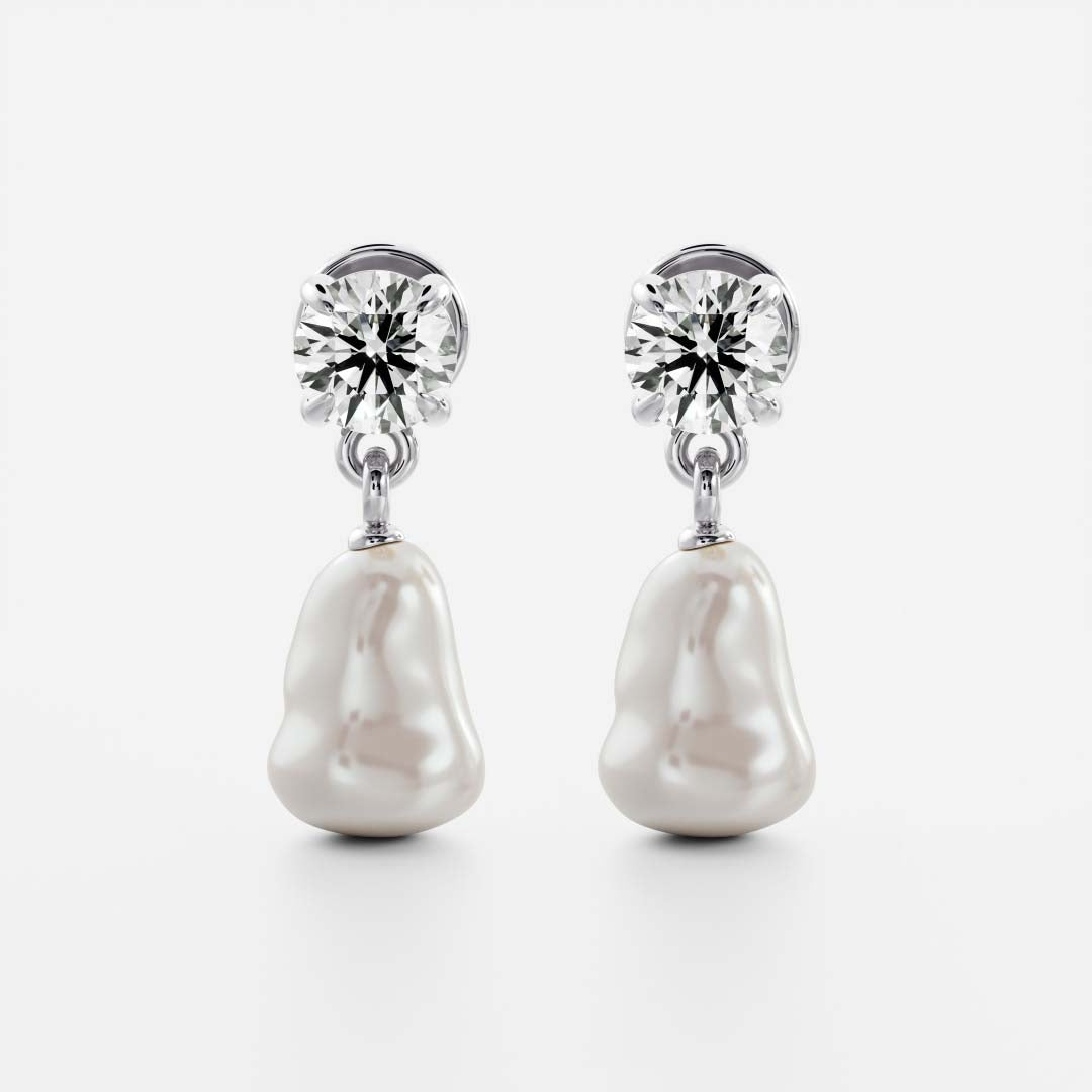 The Angelina Earrings - Keshi Pearl Round Drop Earrings