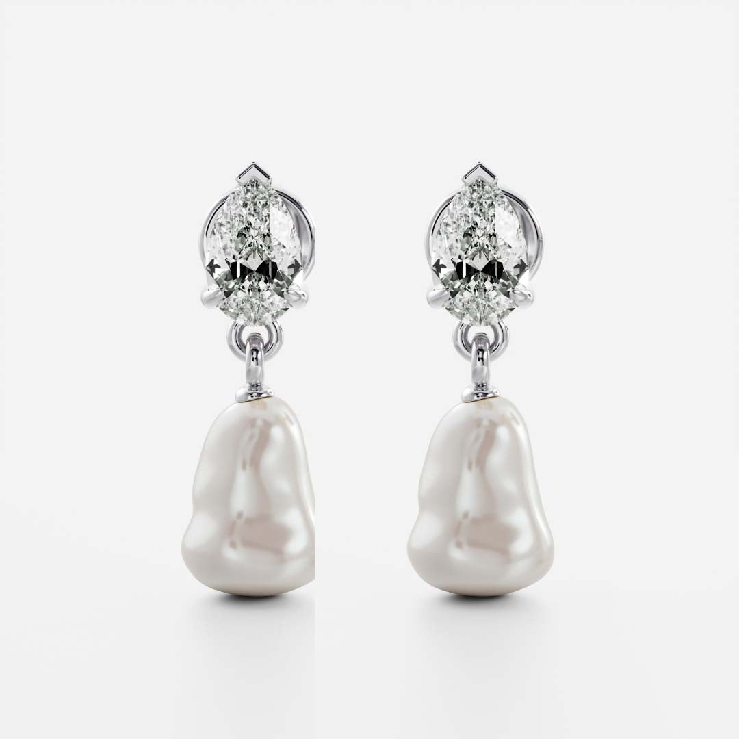 The Angelina Earrings - Keshi Pearl Pear Drop Earrings