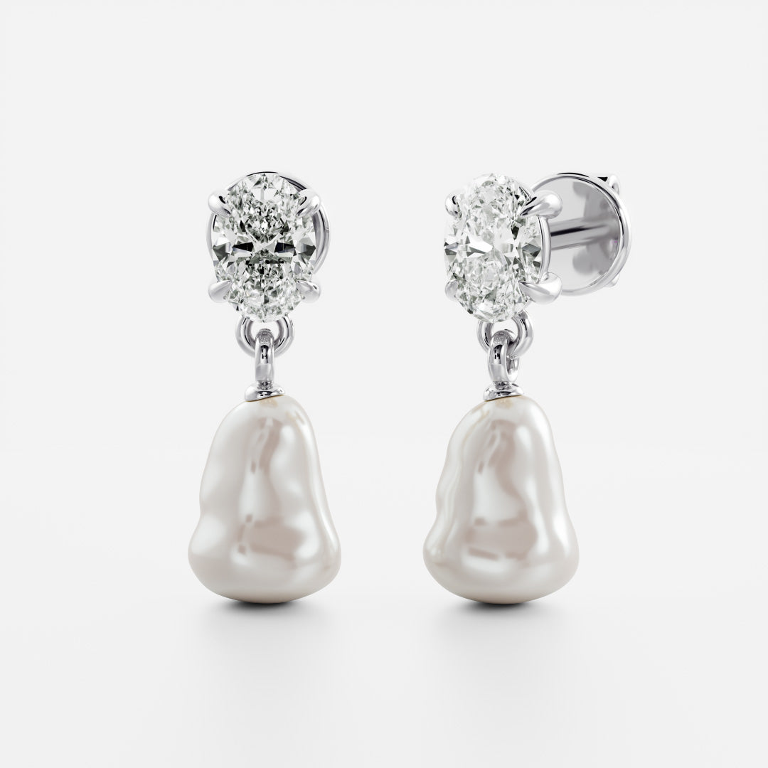 The Angelina Earrings - Keshi Pearl Oval Drop Earrings