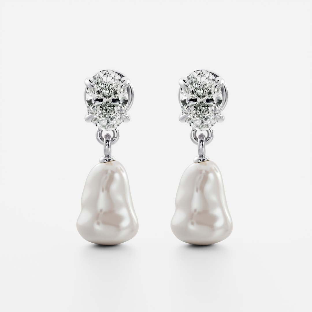 The Angelina Earrings - Keshi Pearl Oval Drop Earrings