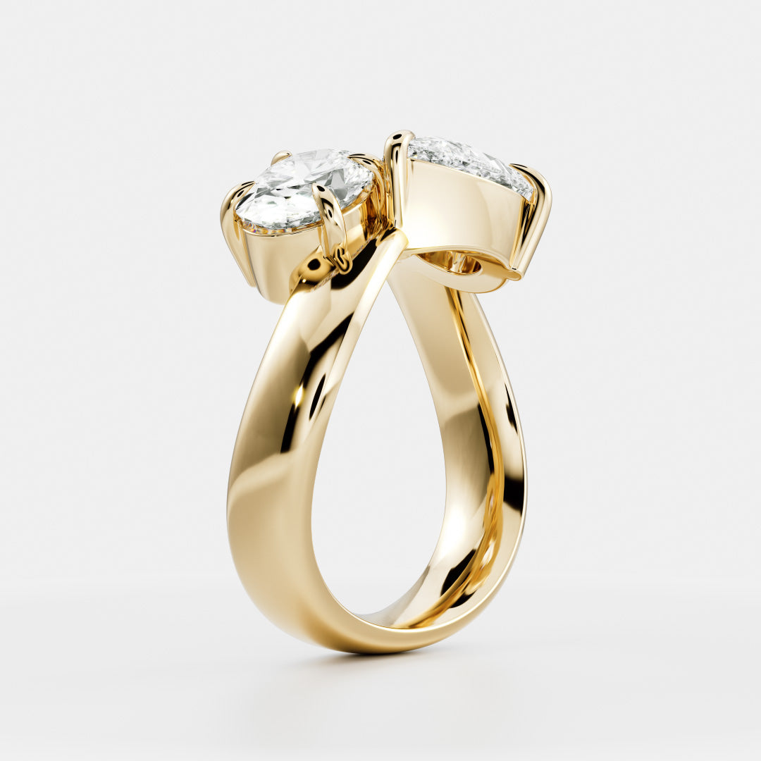 The Maëlys Ring - Oval and Pear Contoured Toi et Moi