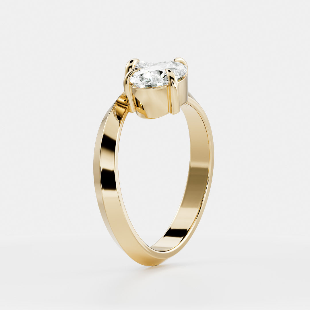 The Isabeau Ring - Twisted Knife Edge Pear Toi et Moi