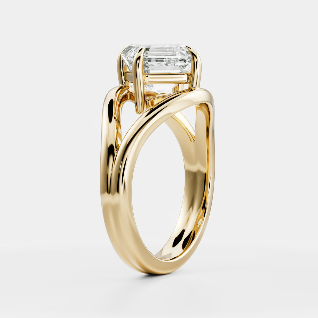 The Aleasa Ring - Split Shank East-West Asscher Solitaire