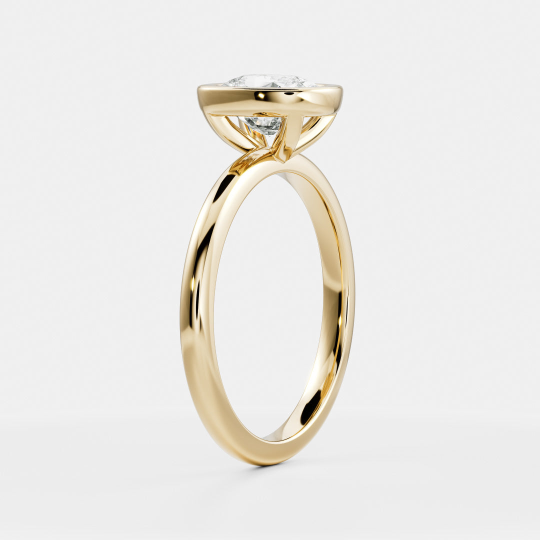 The Ophelia Ring - Elongated Cushion Bezel Solitaire