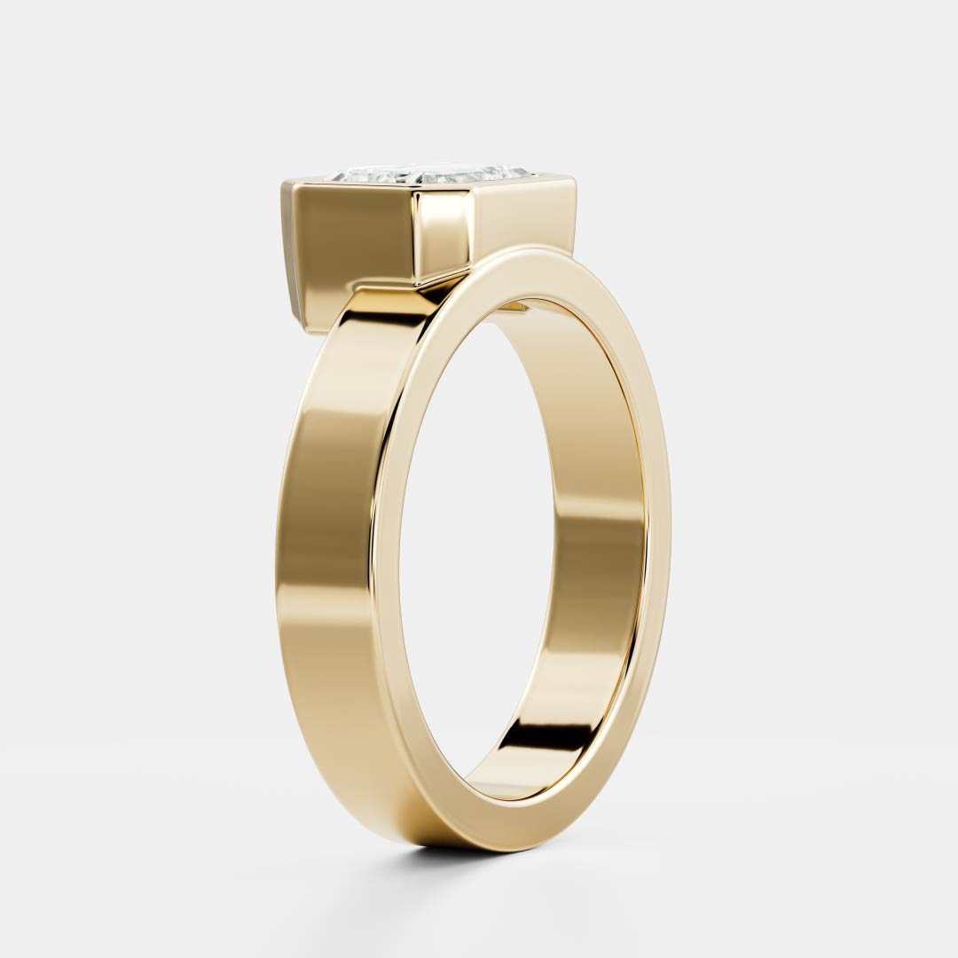 The Ludae Ring - Emerald Cigar Solitaire