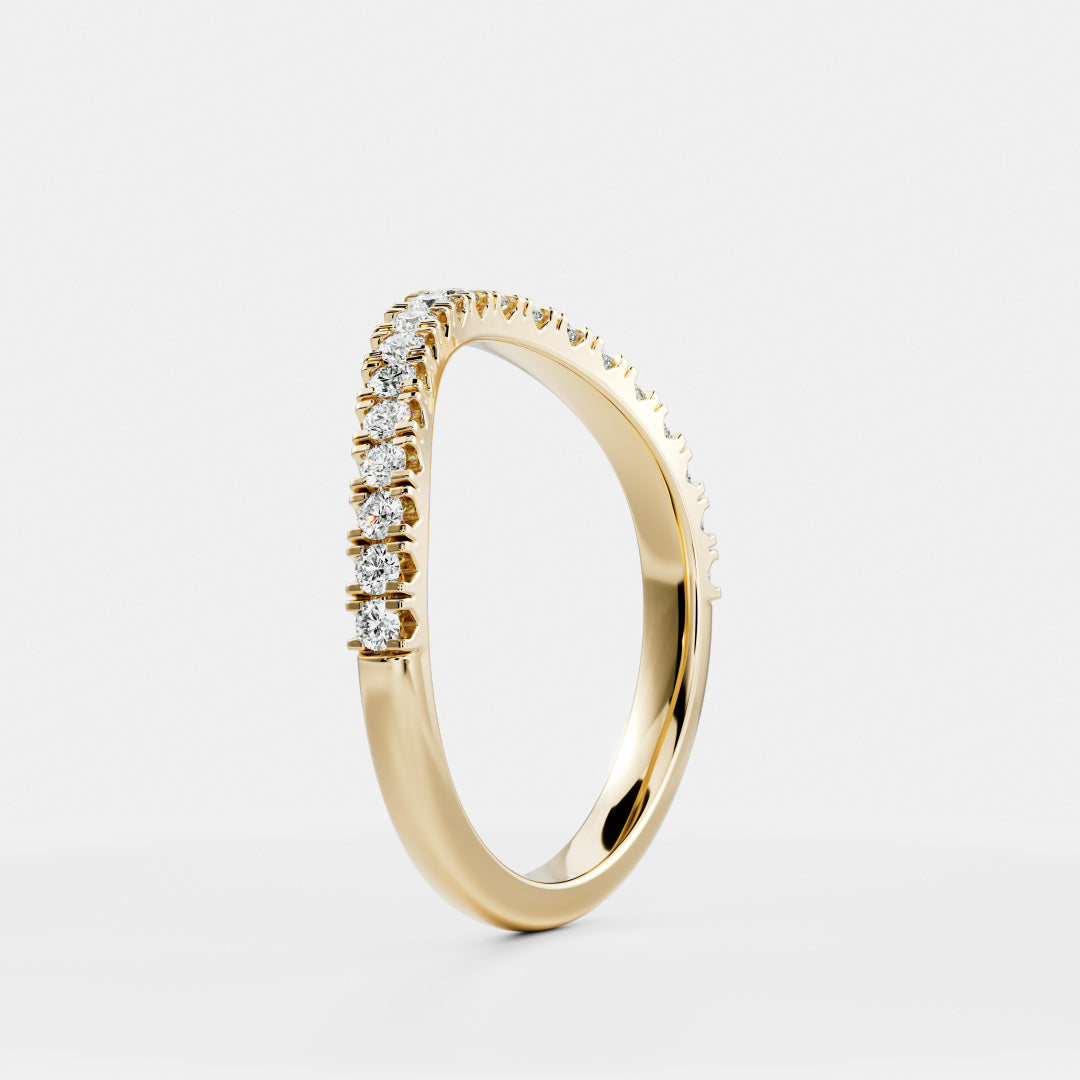 The Camille Ring - Curved Pavé Wedding Band