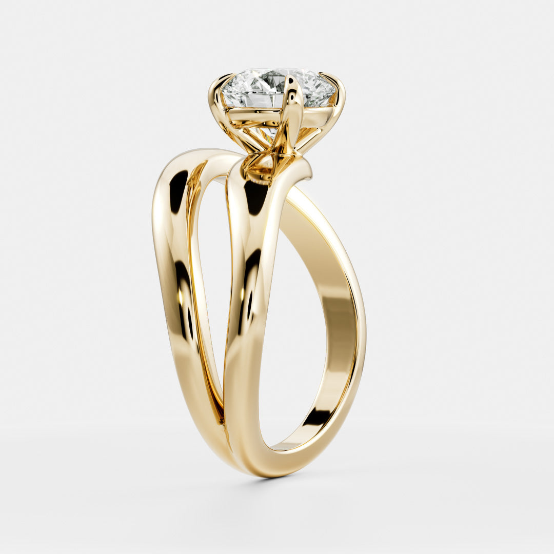 The Adella Ring - Round Brilliant Solitaire with Wrapped Band