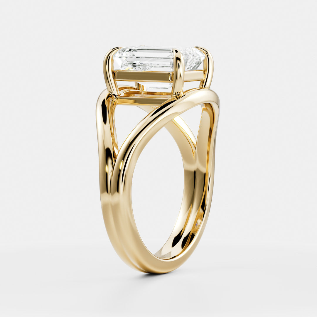 The Elise Ring - Split Shank Emerald Solitaire