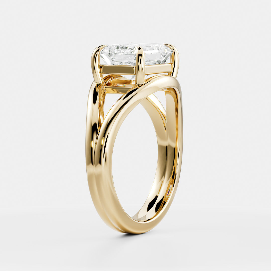 The Aleasa Ring - Split Shank East-West Emerald Solitaire