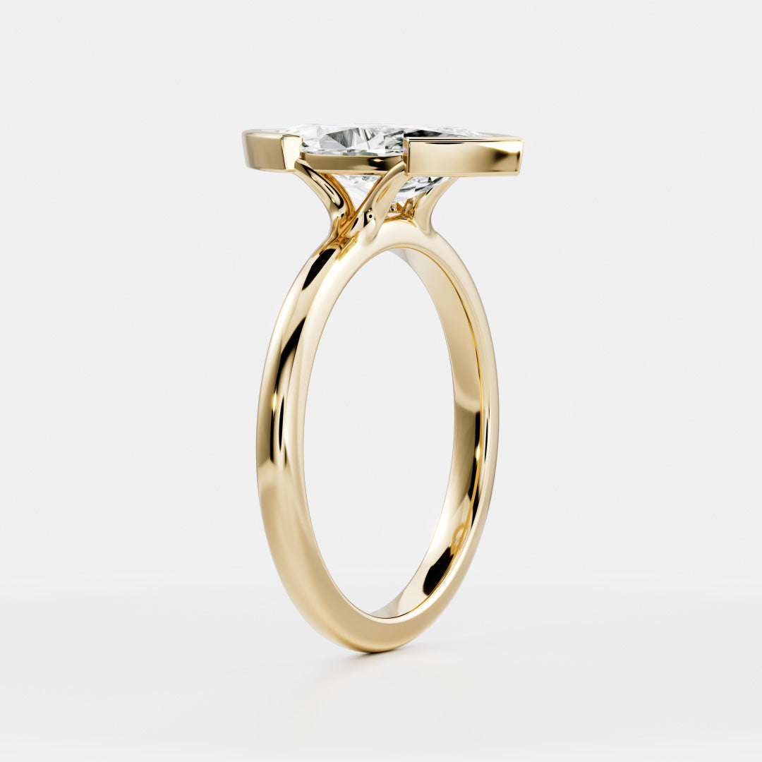 The Arie Ring - Marquise Half Bezel Solitaire