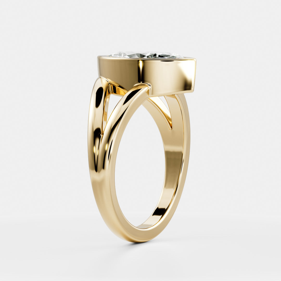 The Jean Ring - Marquise Bezel Split Band Solitaire