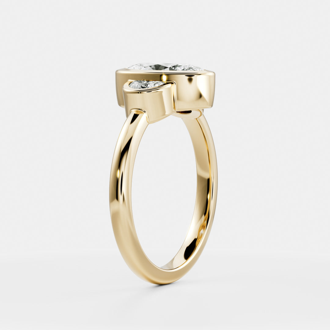 The Margot Ring - Oval and Half Moon Bezel Trilogy